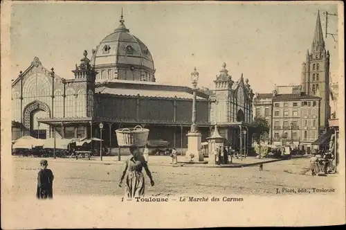 Ak Toulouse Haute Garonne, Le Marché des Carmes