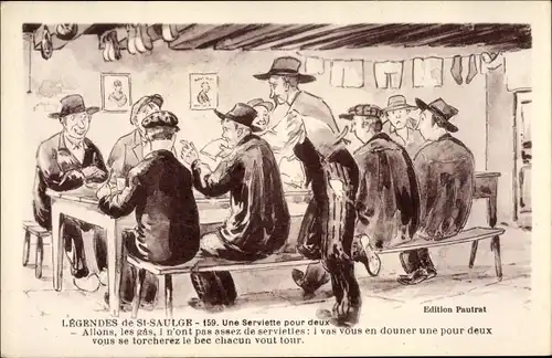 Künstler Ak Saint Saulge Nièvre, Legendes, une Serviette pour deux