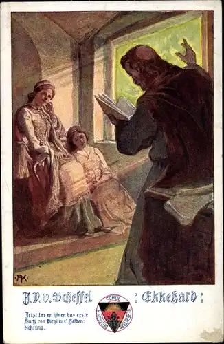 Gedicht Ak Joseph Victor von Scheffel, Ekkehard, Deutscher Schulverein