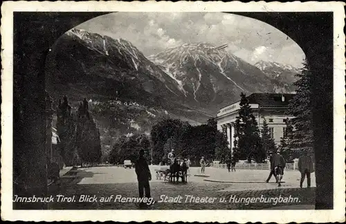 Ak Innsbruck in Tirol, Stadttheater, Hungerburgbahn