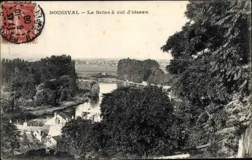 Ak Bougival Yvelines, La Seine à vol d'oiseau