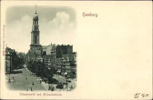Ak Hamburg Mitte Neustadt, Blick auf den Schaarmarkt, Michaeliskirche