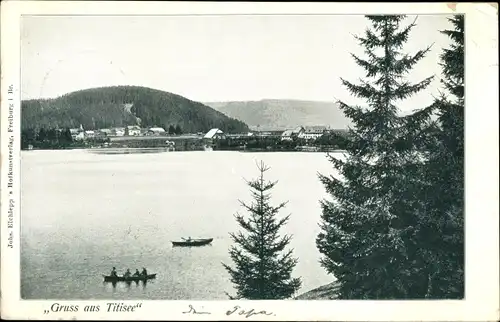 Ak Titisee Neustadt im Breisgau Hochschwarzwald, Bootspartie, Teilansicht