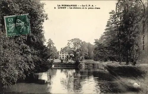 Ak Lorey Eure, Le Château et la Pièce d´Eau