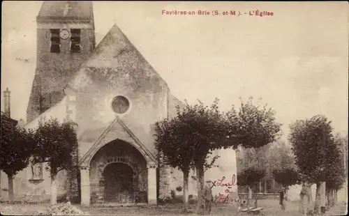 Ak Favieres en Brie Seine-et-Marne, L´Église