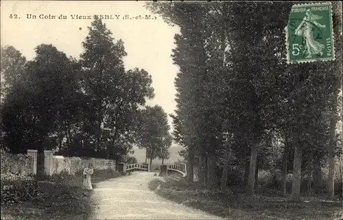 Ak Esbly Seine et Marne, Un Coin du Vieux Esbly, Parc