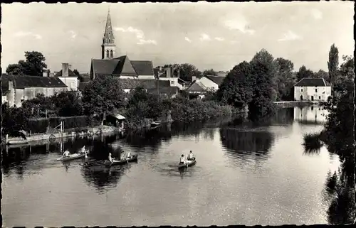 Ak Nogent sur Loir Sarthe, Vue prise du Pont