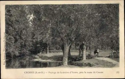 Ak Crosne Essonne, Paysage de la riviere d'Yerres, pres la route de Crosne