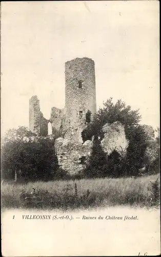 Ak Villeconin Essonne, Ruines du Chateau feodal