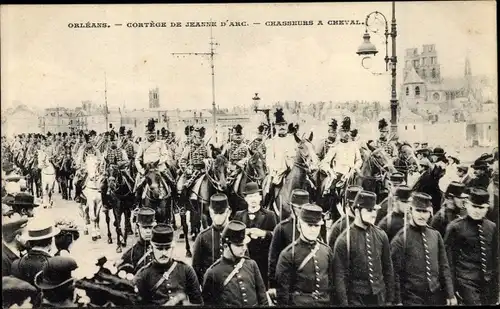 Ak Orléans Loiret, Cortege Jeanne d'Arc, Chasseurs a Cheval