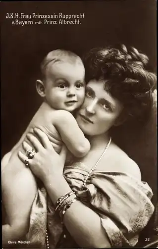 Ak Prinzessin Marie Gabriele von Bayern mit Prinz Albrecht, Portrait