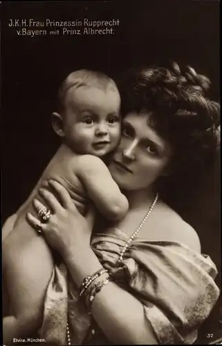 Ak Prinzessin Marie Gabriele von Bayern mit Prinz Albrecht, Portrait