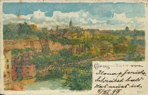 Perl Litho Cheb Eger Reg. Karlsbad, Blick auf den Ort