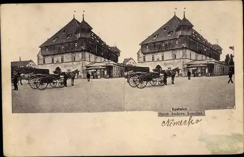 Ak Konstanz am Bodensee, Stara budova koncilni, altes Kaufhaus, Kutschen