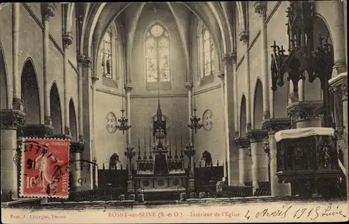 Ak Rosny sur Seine Yvelines, Intérieur de l'Eglise