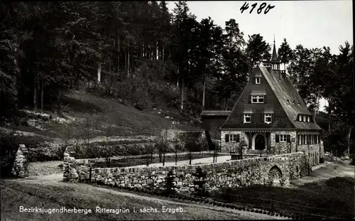 Ak Rittersgrün Breitenbrunn im Erzgebirge, Bezirksjugendherberge, Außenansicht