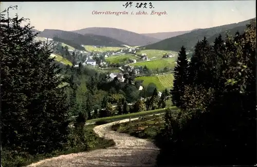 Ak Oberrittersgrün Breitenbrunn im Erzgebirge, Panorama vom Ort