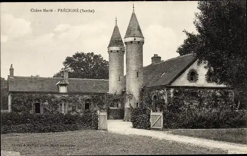 Ak Précigné Sarthe, Chêne Marié,  Chêne Marié, Tourelles