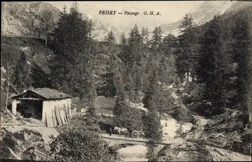 Ak Peisey Nancroix Savoie, Paysage, pont