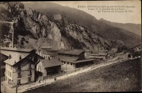 Ak Notre-Dame-de-Briançon Savoie, Les Usines de la Societe du Carbone, Le Tunnel du Chemin de fer