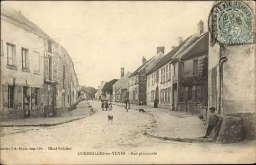 Ak Cormeilles en Vexin Val d´Oise, Rue principale