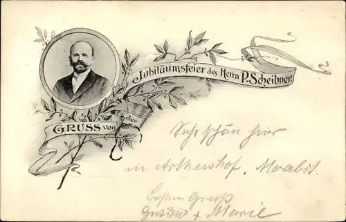 Passepartout Ak Gruß von der Jubiläumsfeier des Herrn P. Scheibner