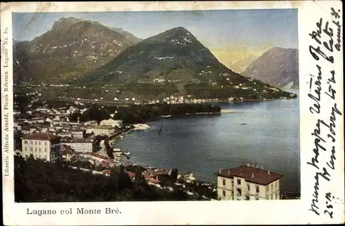 Ak Lugano Kanton Tessin Schweiz, Blick zum Monte Bré