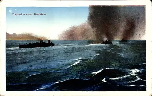Ak Österreichisches Kriegsschiff, Explosion einer Seemine, KuK Kriegsmarine