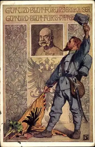 Passepartout Ak Kaiser Franz Joseph I., Portrait, Deutscher Schulverein 642