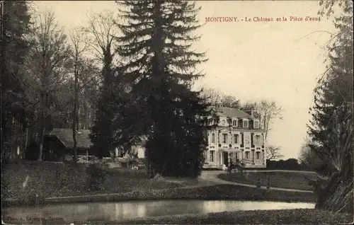 Ak Montigny Eure, Le Château et la Pièce d´Eau