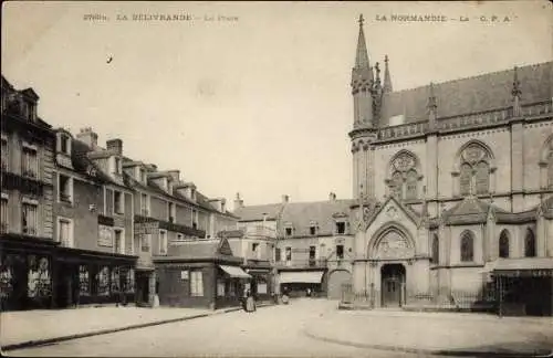 Ak La-Délivrande Calvados, Basilique et la Place