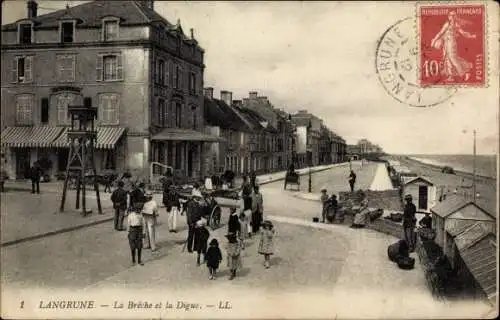 Ak Langrune Calvados, la Brèche et la Digue