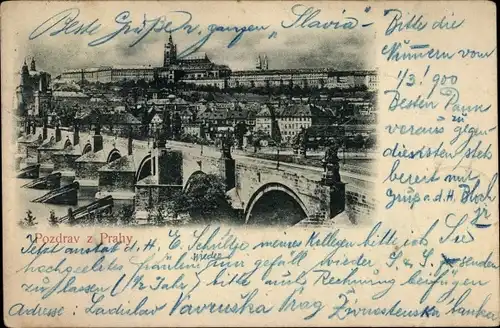 Ak Praha Prag Tschechien, Blick auf die Stadt, Brücke