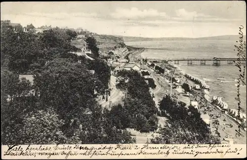 Ak Shanklin South East England, Strand aus der Vogelschau