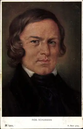 Künstler Ak Best, H., Komponist Robert Schumann, Pianist, Portrait, Ackermann 1906