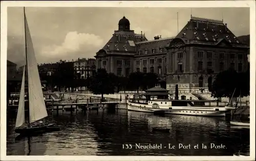 Ak Neuchâtel Kanton Neuenburg, Le Port, la Poste