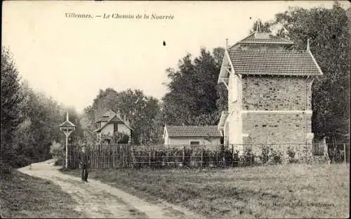 Ak Villennes sur Seine Yvelines, Le Chemin de la Nourrée