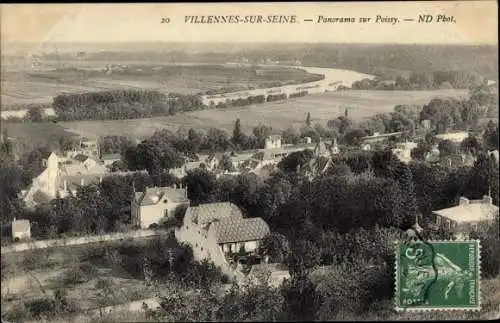 Ak Villennes sur Seine Yvelines, Panorama sur Poissy
