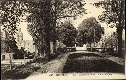 Ak Verneuil Eure, Les Promenades et la Tour Saint Jean