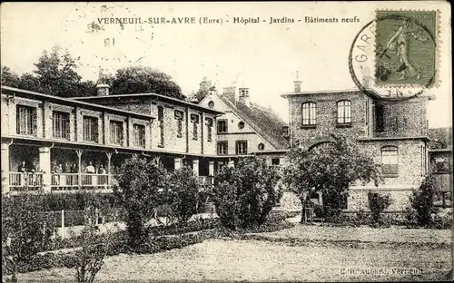 Ak Verneuil sur Avre Eure, Hôpital, Jardins