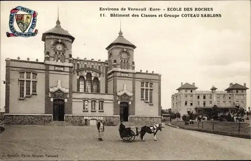 Ak Verneuil Eure, École des Roches, Bâtiment des Classes et Groupe Coteau Sablons
