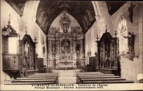 Ak Saint Martin de Bienfaite la Cressonnière Calvados, Intérieur de l´Église