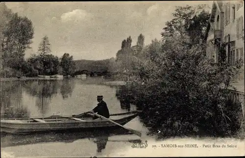 Ak Samois sur Seine Seine et Marne, Petit Bras de Seine, Canot