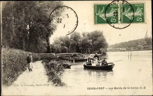 Ak Seine Port Seine et Marne, Les Bords de la Seine