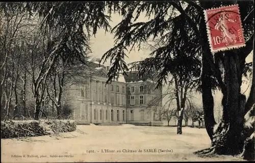 Ak Sablé sur Sarthe Sarthe, L´Hiver au Château