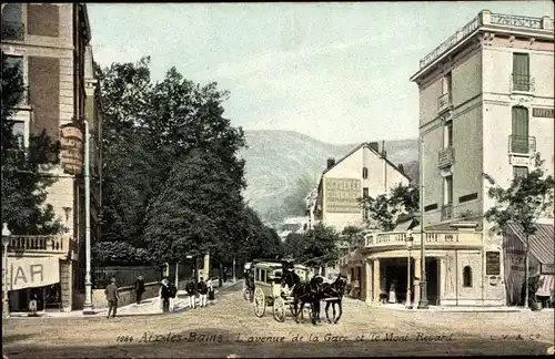 Ak Aix les Bains Savoie, L'avenue de la Gare et le Mont Revard