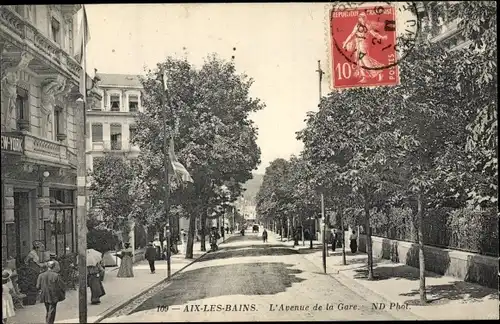 Ak Aix les Bains Savoie, L'Avenue de la Gare