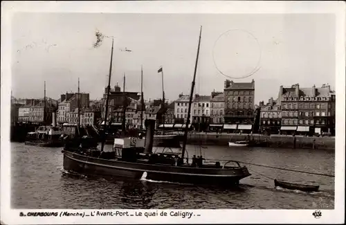 Ak Cherbourg Manche, L'Avant Port, Le quai de Caligny