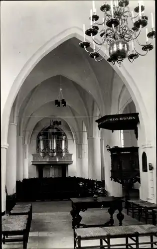 Ak Sleen Drenthe Niederlande, Ned. Herv. Kerk, Interieur, Kronleuchter, Orgel