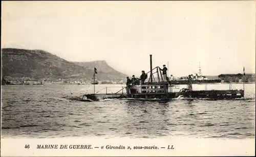 Ak Französisches U Boot, Girondin, Sous marin